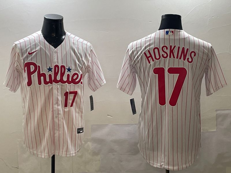 Men Philadelphia Phillies #17 Hoskins White stripe Game 2025 Nike MLB Jersey style 4->philadelphia phillies->MLB Jersey